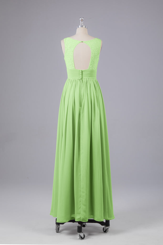 Vintage A-line V-neck Sleeveless Long Bridesmaid Dresses