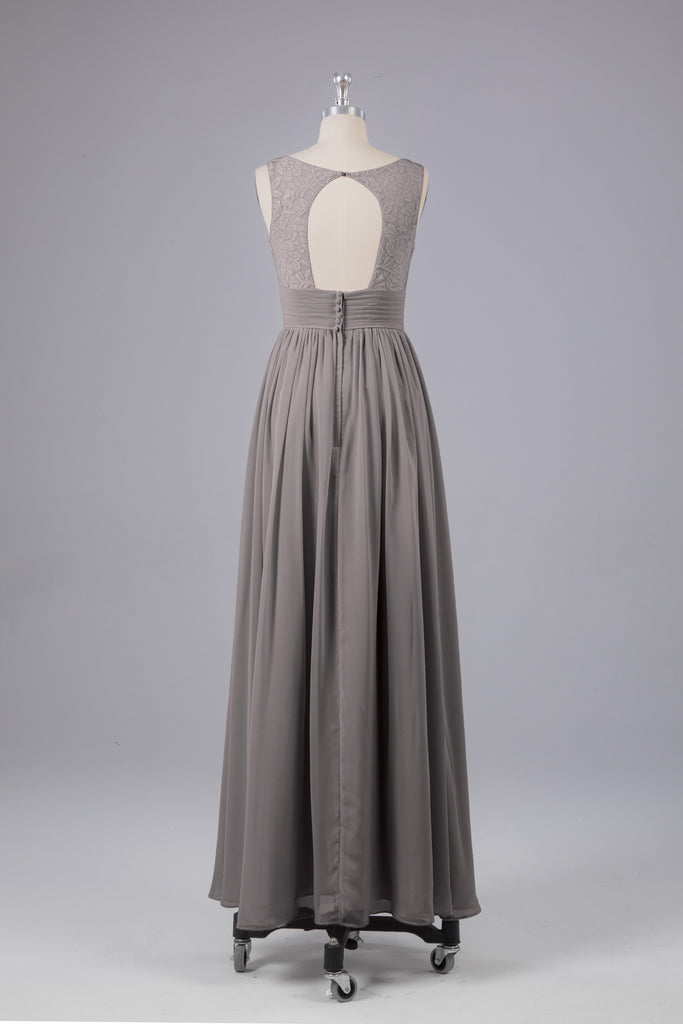 Vintage A-line V-neck Sleeveless Long Bridesmaid Dresses