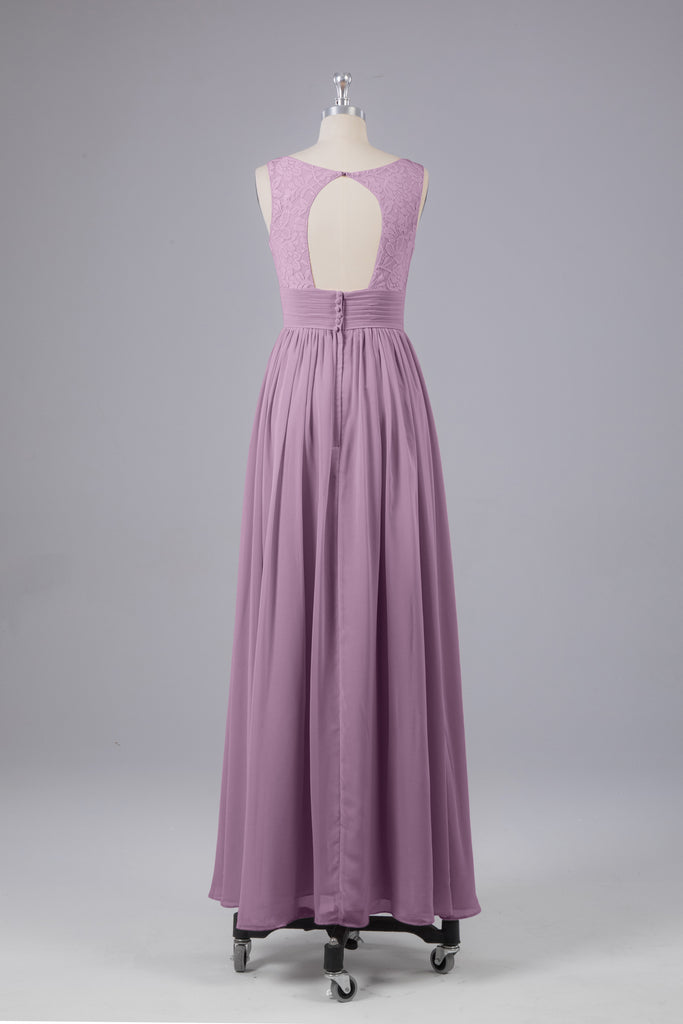 Vintage A-line V-neck Sleeveless Long Bridesmaid Dresses