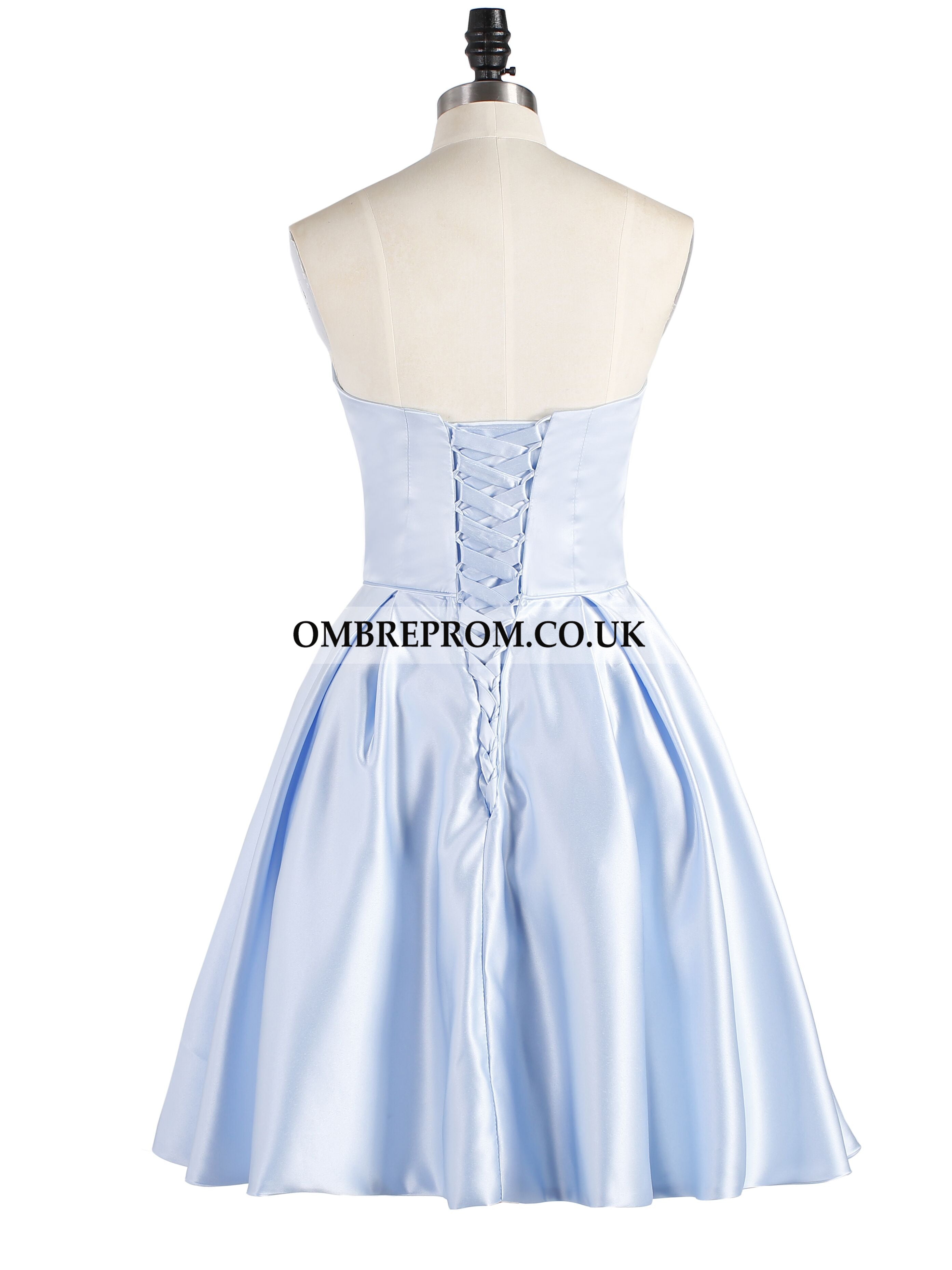 Strapless A-line Knee Length Satin Homecoming Dress With Pockets OP163