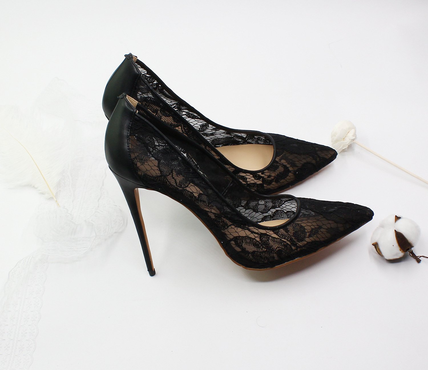 High-heels with lace patterns, Fashion Evening Party Shoes, yy55