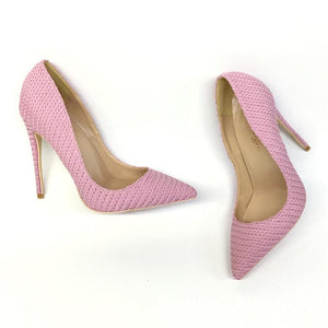 Pink knitted high heels, Fashion Evening Party Shoes, yy37