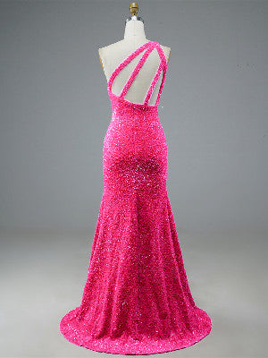 Sexy Mermaid One Shoulder Glitter Prom Dress