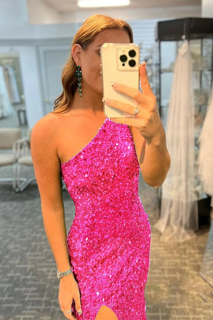 Sexy Mermaid One Shoulder Glitter Prom Dress