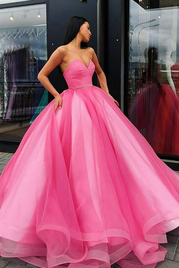 Strapless Ball Gown Quinceanera Dress Tulle Long Prom Dress OP622