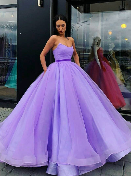 Strapless Ball Gown Quinceanera Dress Tulle Long Prom Dress OP622