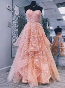 Sweetheart Neck Tulle Long Prom Dress Princess Sweet 16 Dress OP651