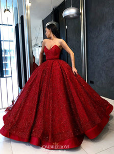 Sweetheart Red Military Ball Prom Dress Sparkly Quinceanera Dress OP640
