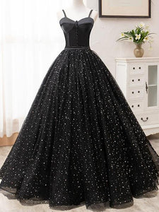 Vintage Ball Gown Lace up Black Princess Prom Dresses Dresses OD911