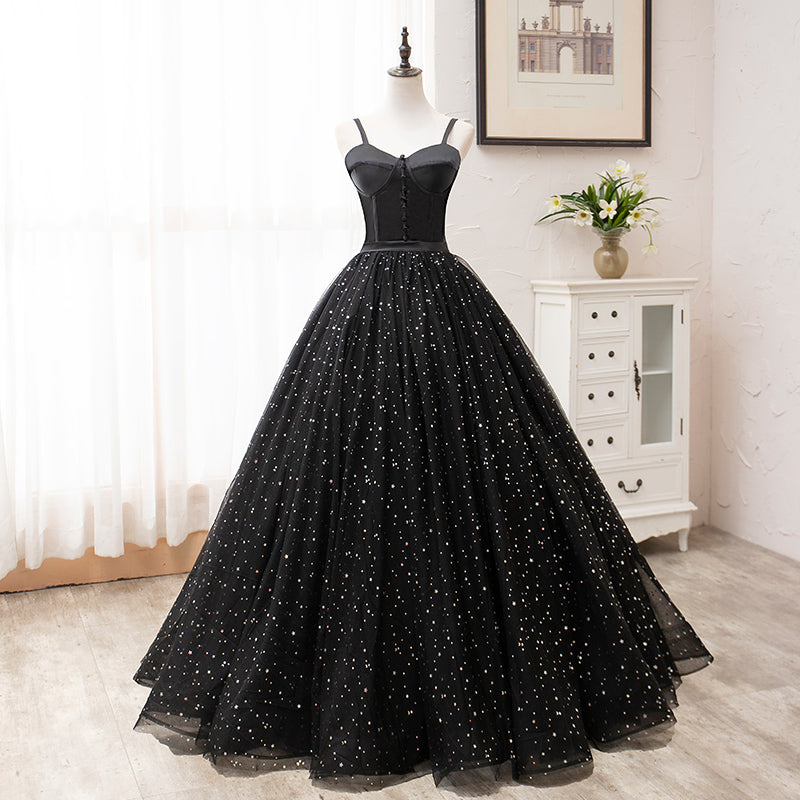 Vintage Ball Gown Lace up Black Princess Prom Dresses Dresses OD911