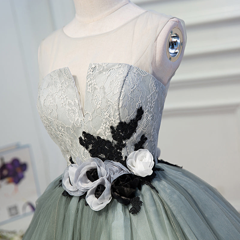 Simple Scoop Necking Short Lace Tulle Homecoming Dresses Party Dresses OM917