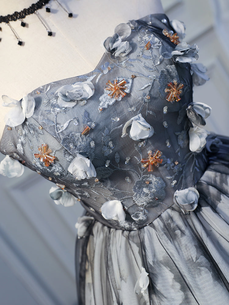 Sweetheart Lace Up Black Beading Tulle Short Homecoming Dresses Cute Dress OB149