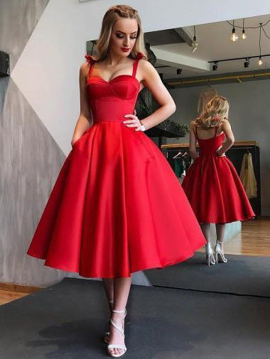 Red Bowknot Straps Short Prom Dress, Cut Out Back Homecoming Dress, OP148