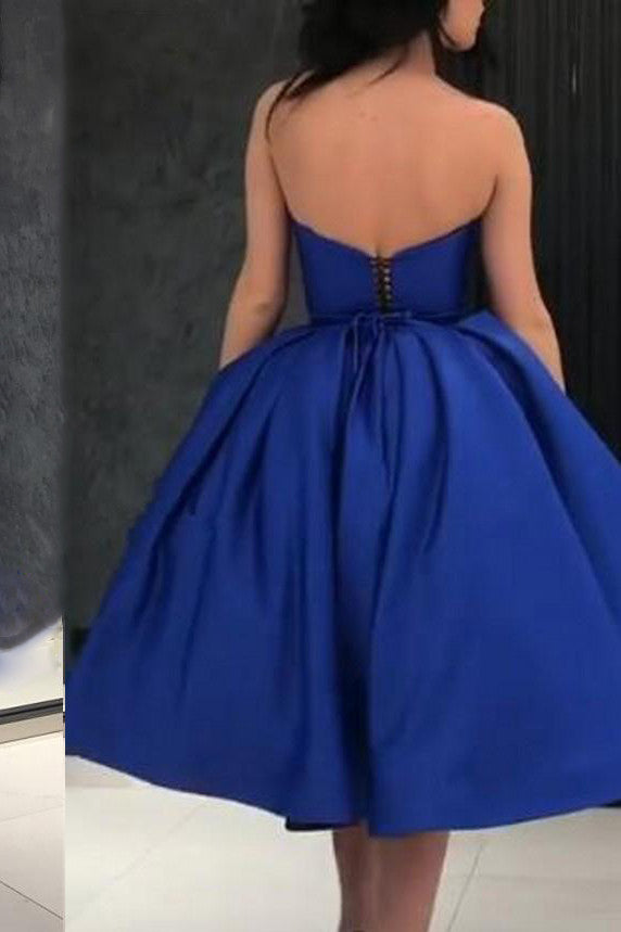 A-line Sweetheart Royal Blue Short Prom Dresses Homecoming Dress