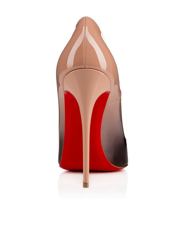 Two Tone High Heels Closed Toe Patent Leather Stiletto Heel OS135