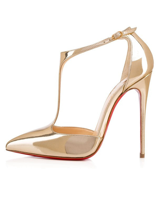 Patent Leather Closed Toe Gold Sandals Shoes OS133