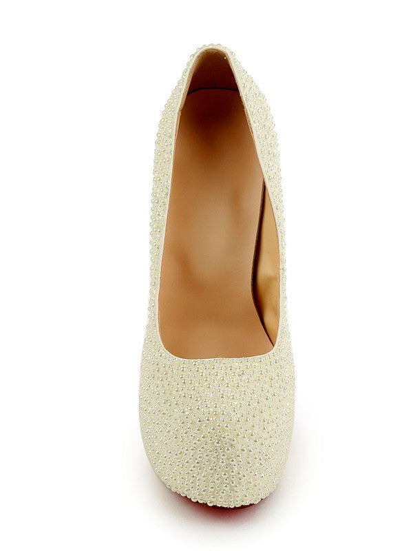 Princess Pearl High Heels Stiletto Heel Closed Toe Platform OS131