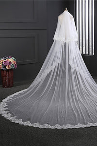 Classic Two-tier Double Layered Wedding Veil with Embroidery OV6