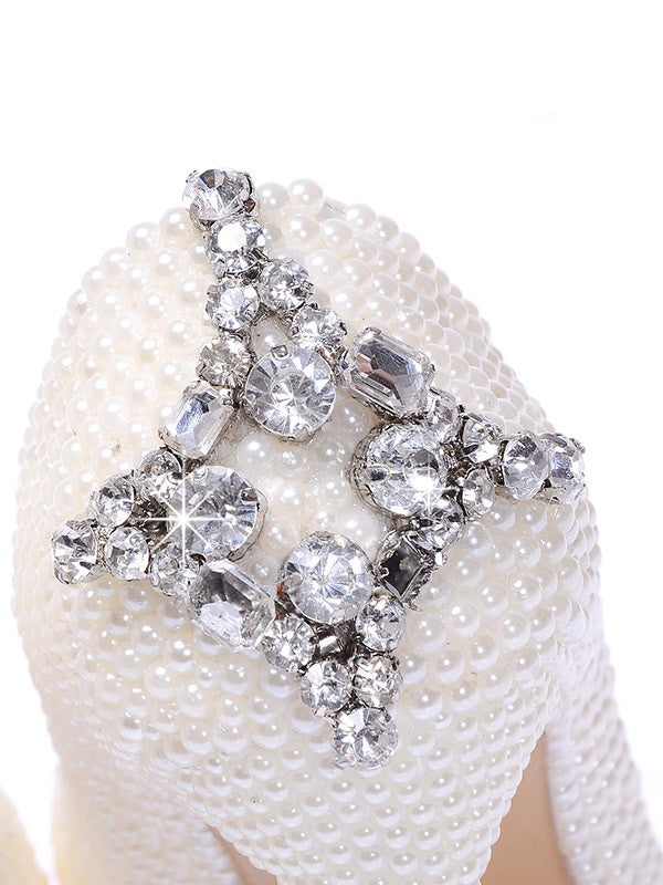Patent Leather Pearl Rhinestone High Heels OS117